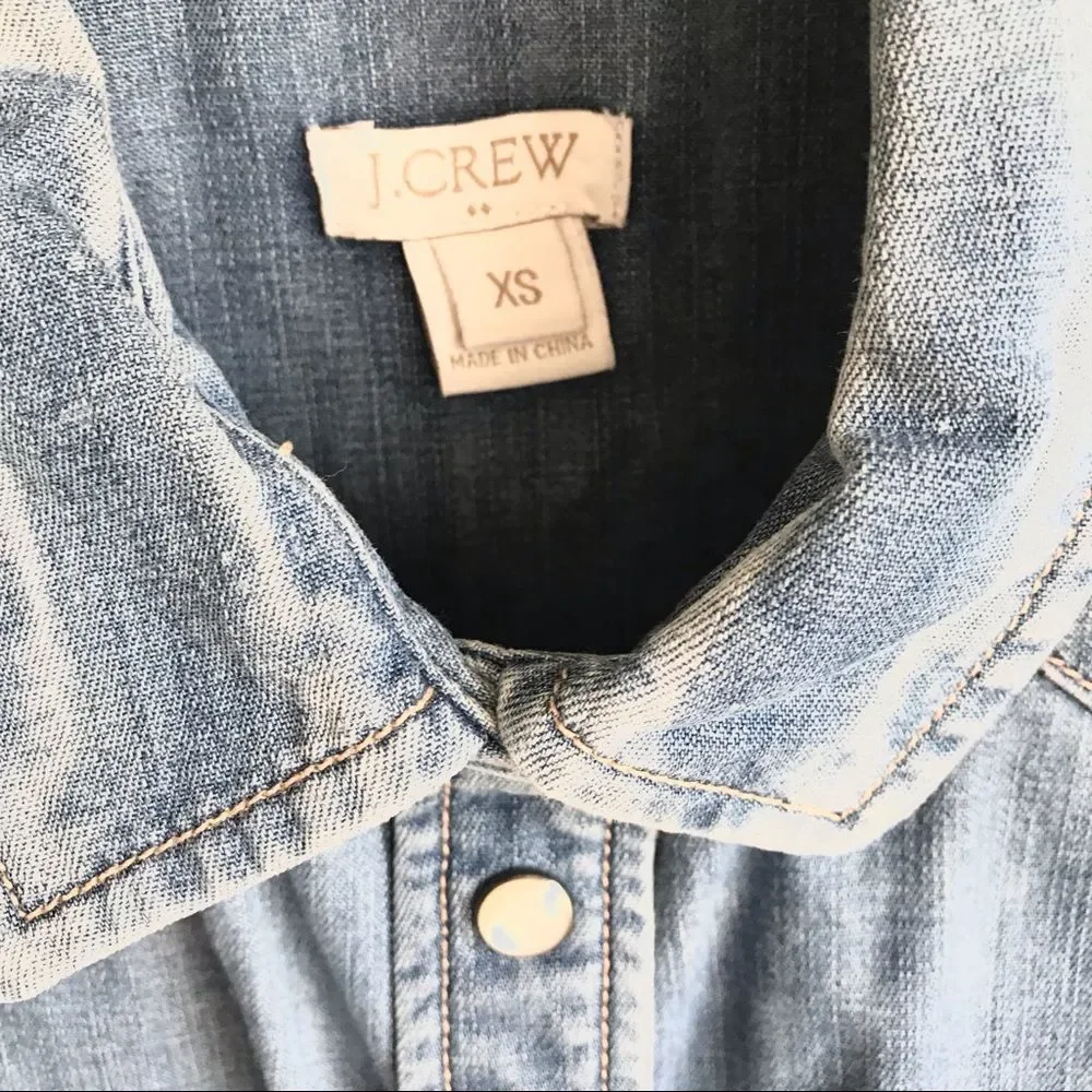 J. Crew Western Denim Snap Front Buttondown Shirt Women's Size Extra Small XS